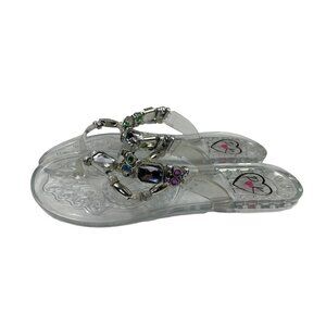 PK Women's Clear Flip Flop Sandals with Gems